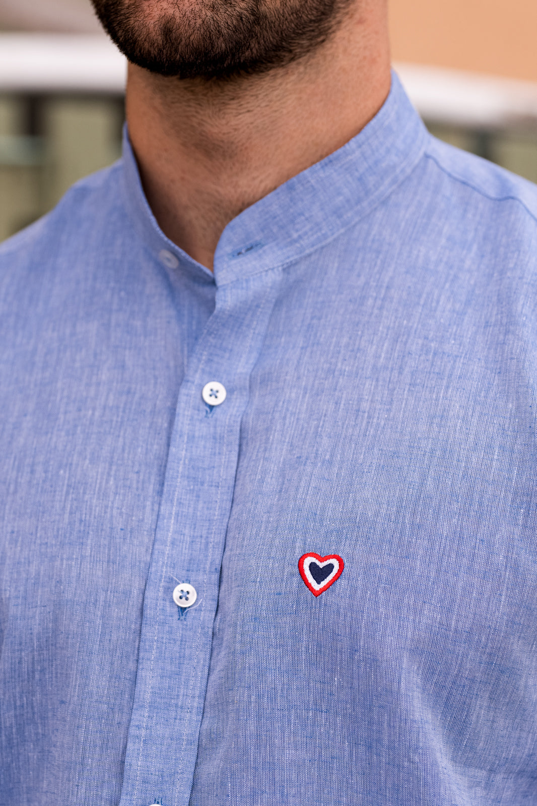 Chemise bleu chiné MAO