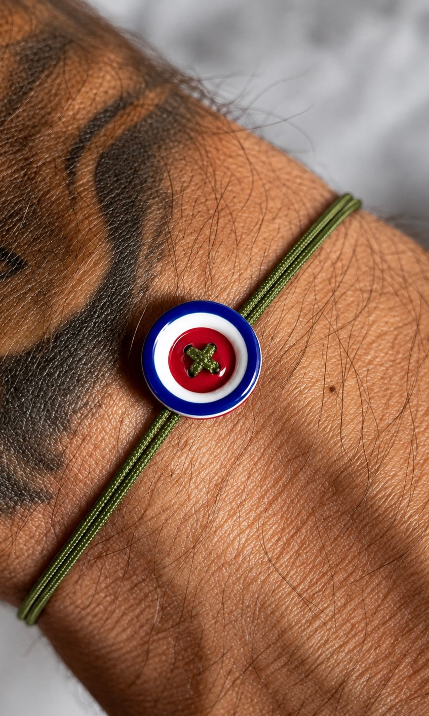 Bracelet bouton vert olive