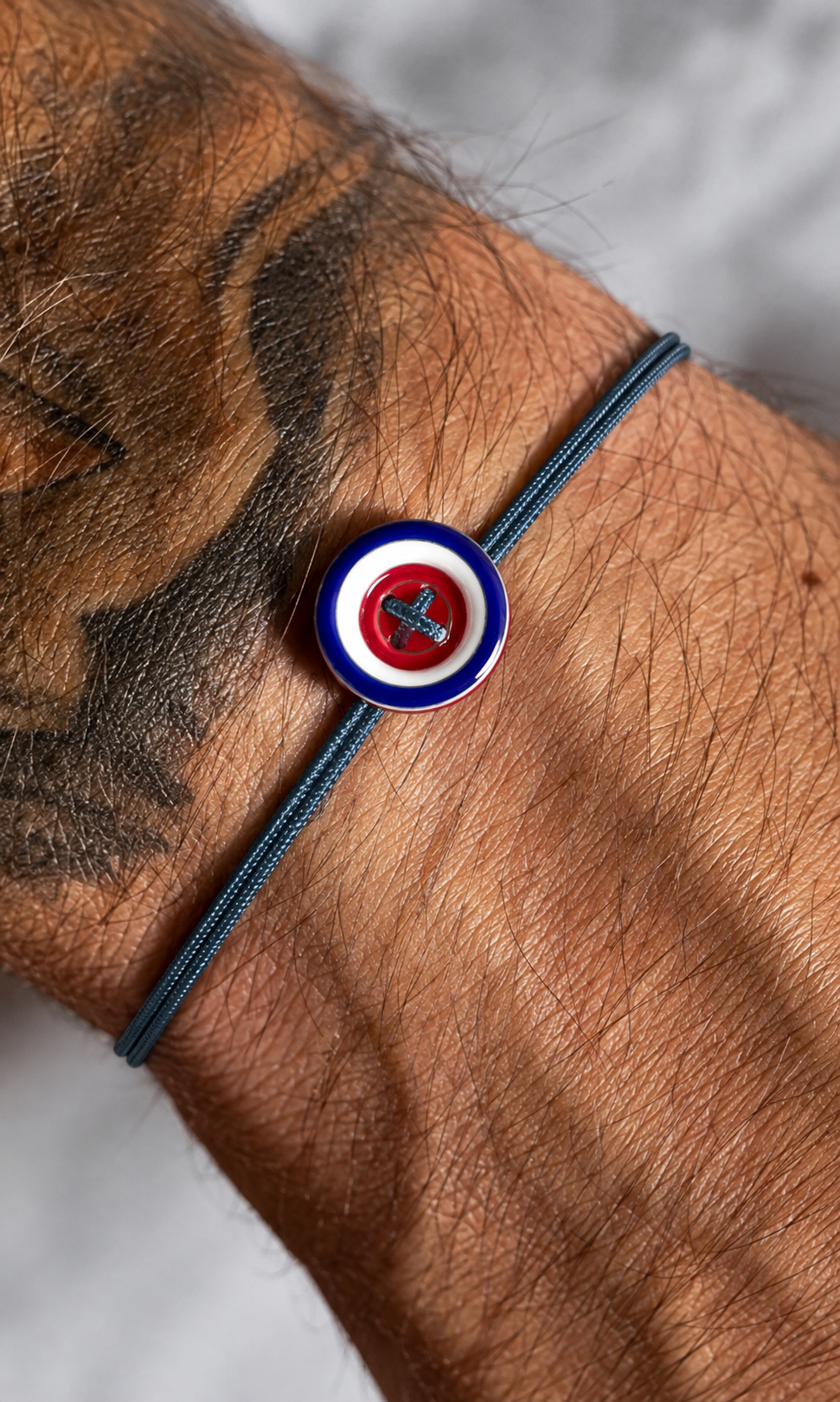 Bracelet bouton bleu pétrole