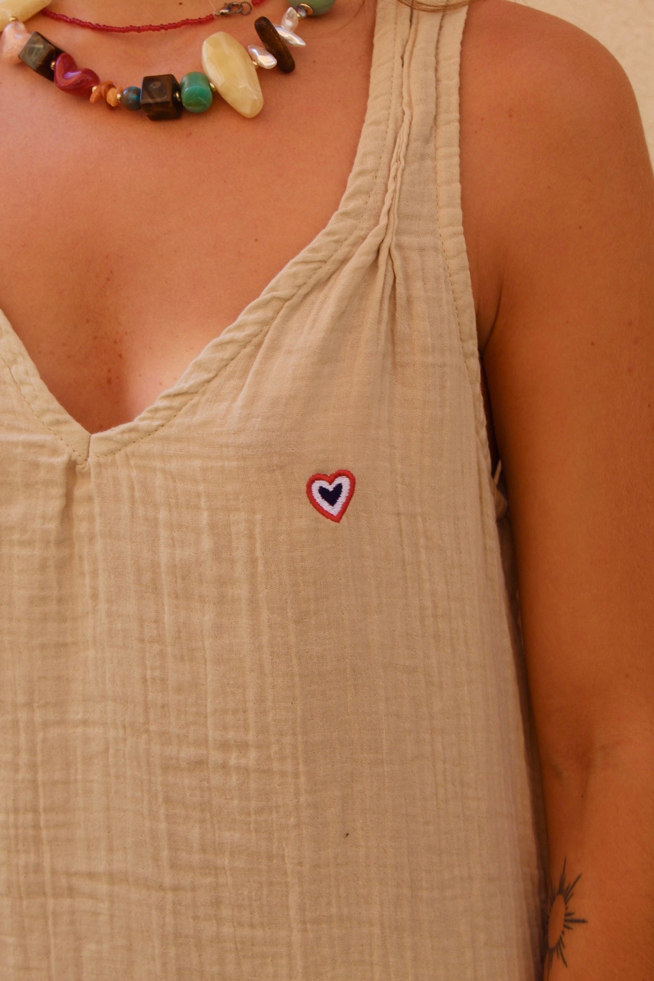 Sand-colored strappy dress