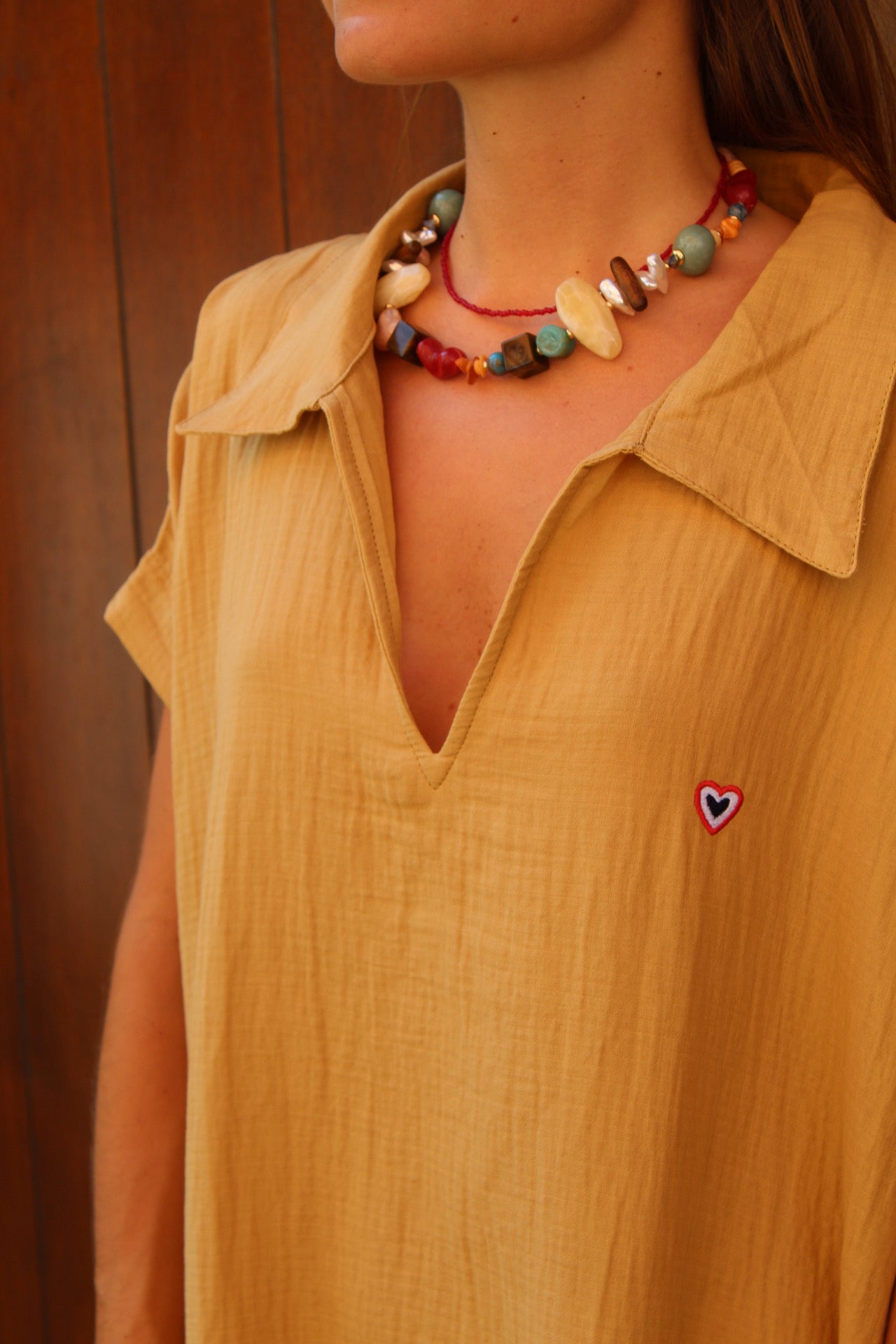 Tunique manches gaze de coton cumin