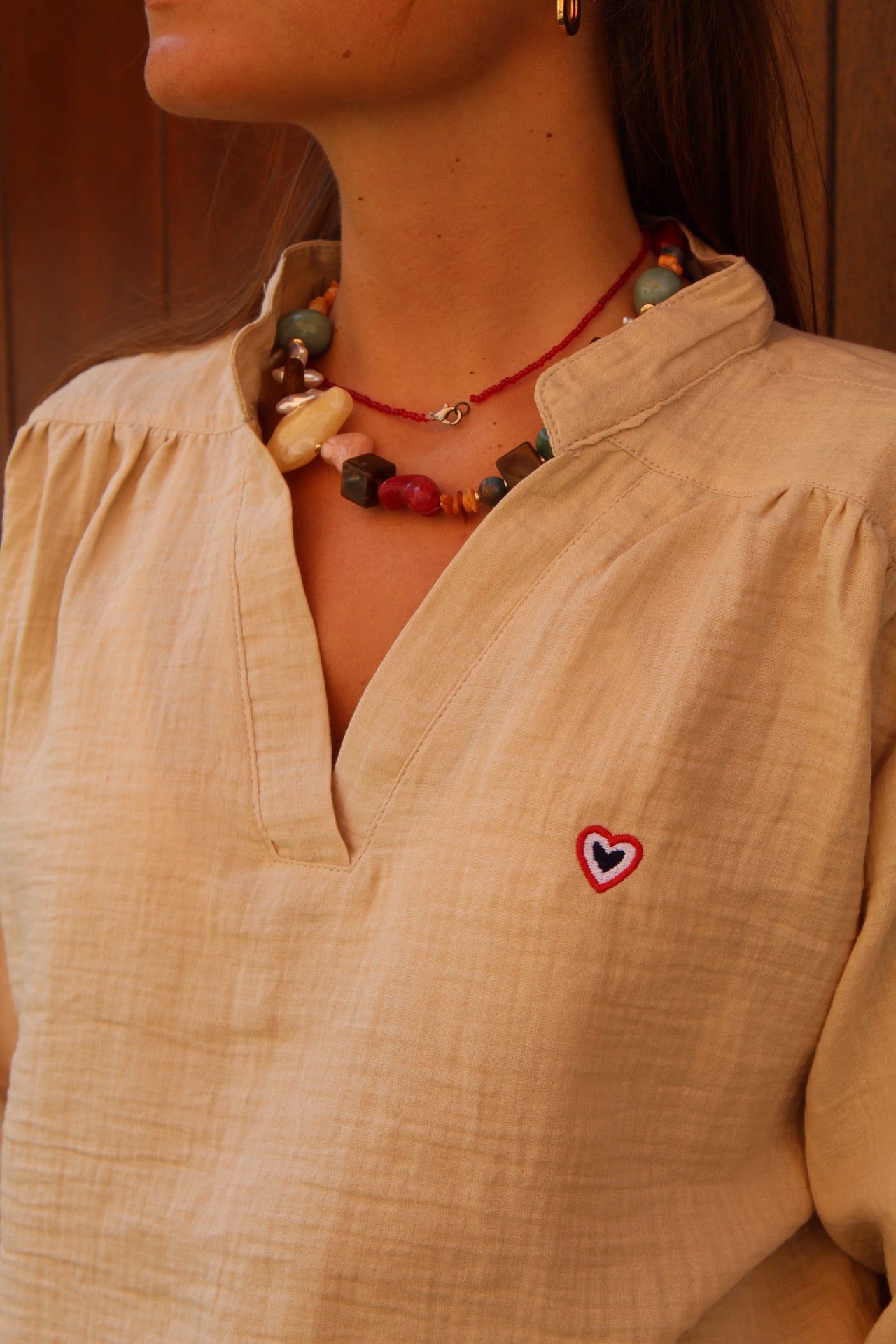 Blouse gaze de coton sable