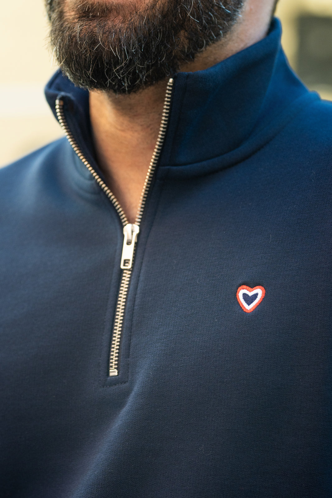 Sweat col zip marine