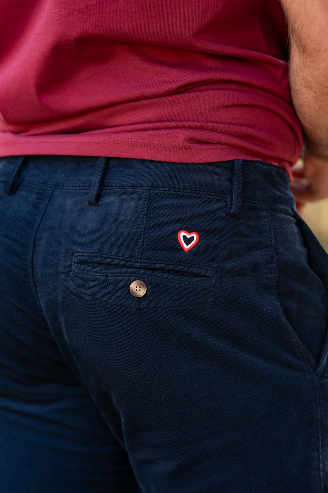 Pantalon velours lisse marine