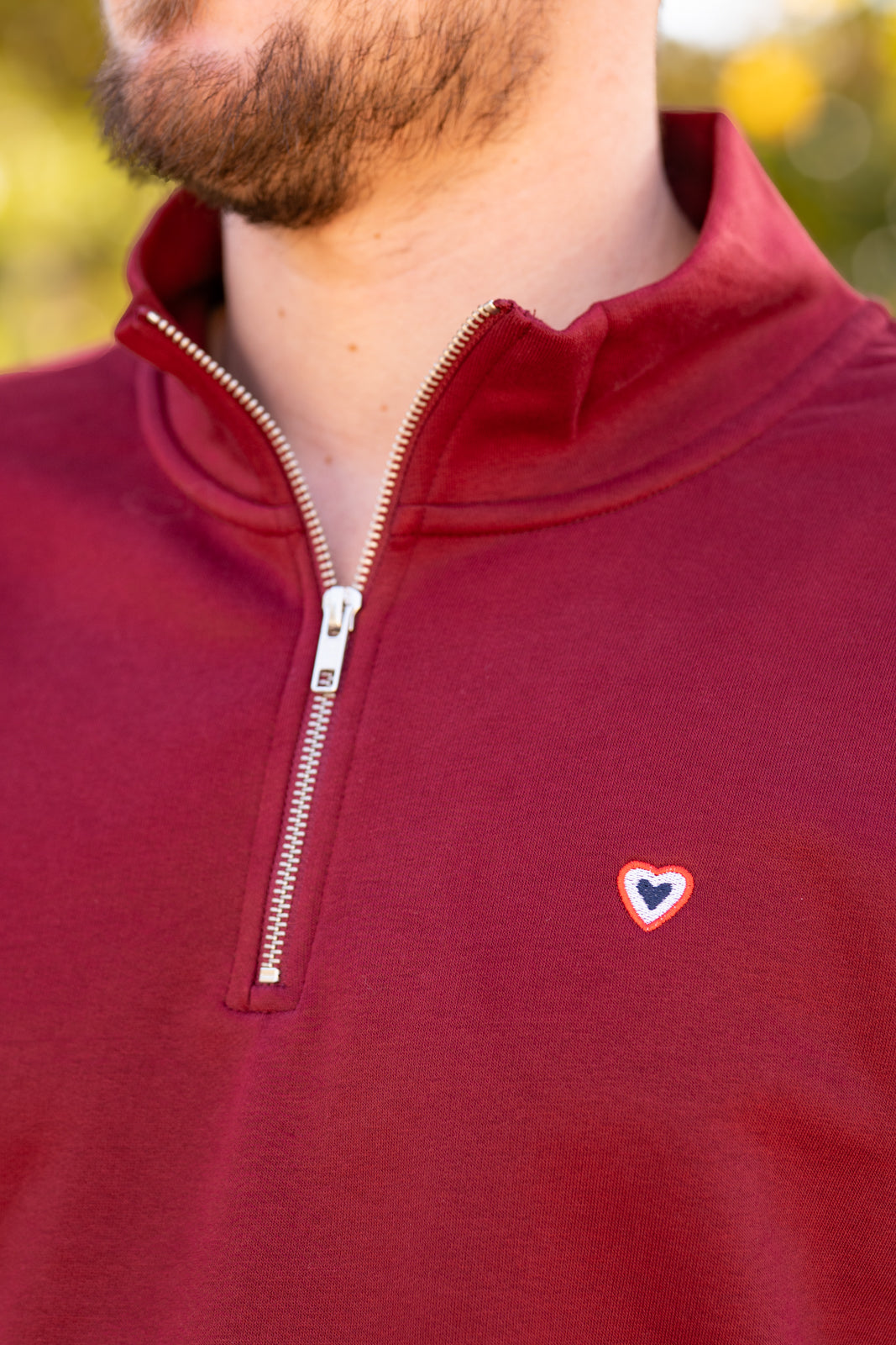 Sweat col zip bordeaux