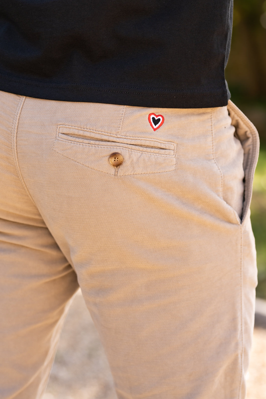 Pantalon velours lisse sable