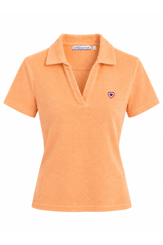 Polo éponge abricot femme