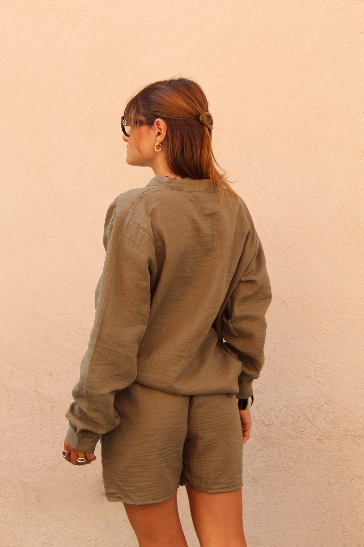 Blouse gaze de coton kaki