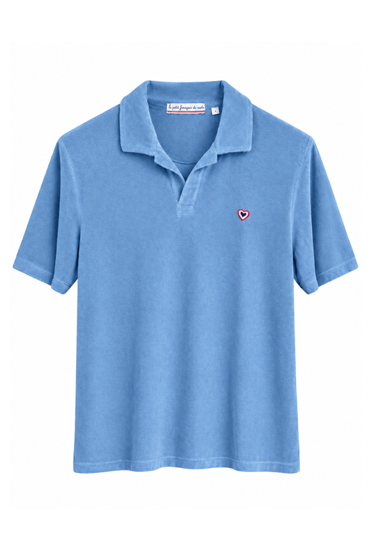 Polo éponge bleu ciel homme