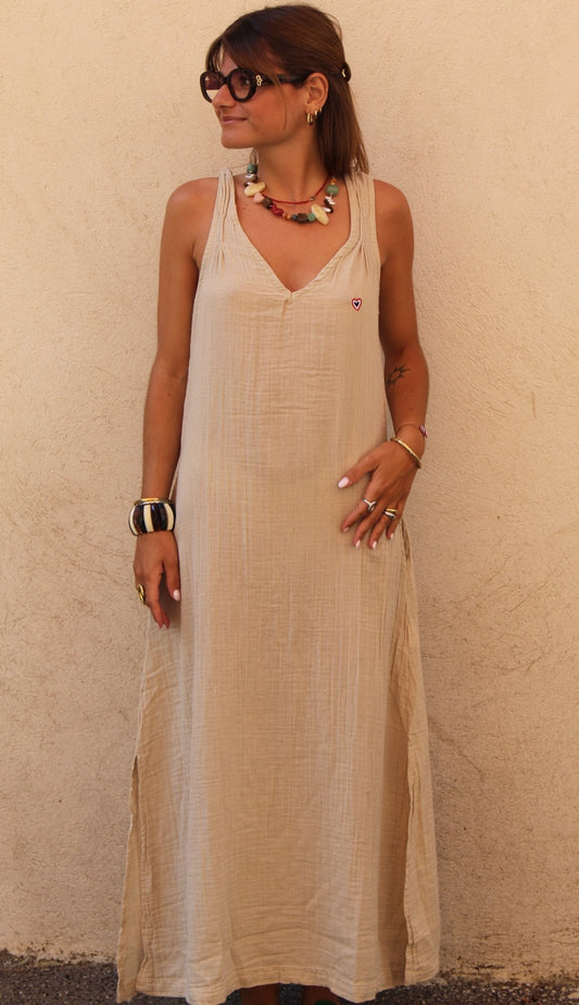 Robe bretelle sable