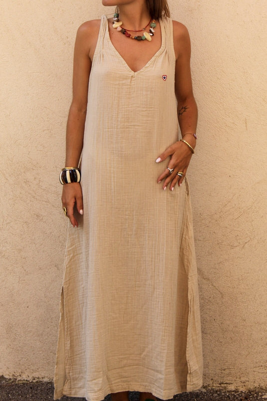 Sand-colored strappy dress
