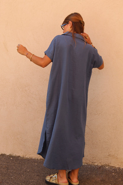 Tunique manches gaze de coton paon