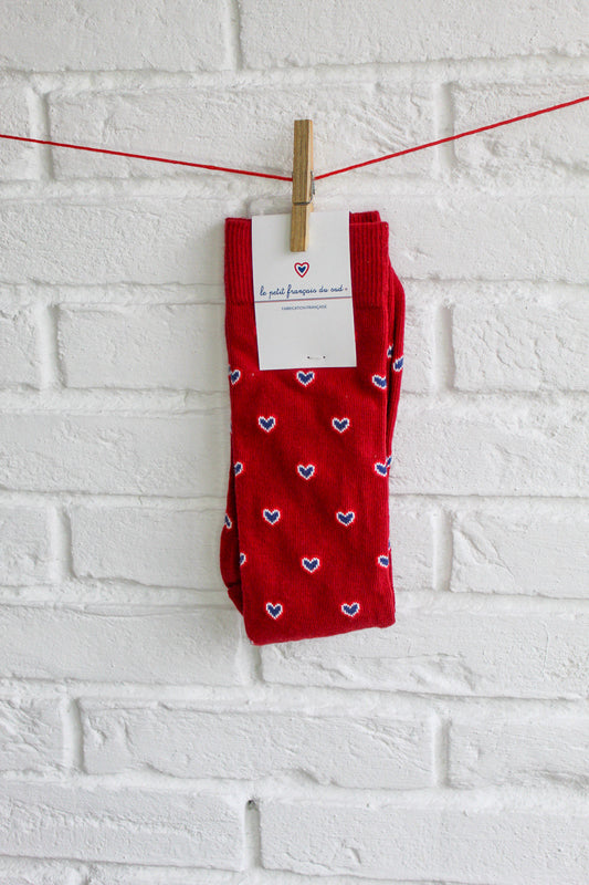 Chaussettes multicoeurs rouge