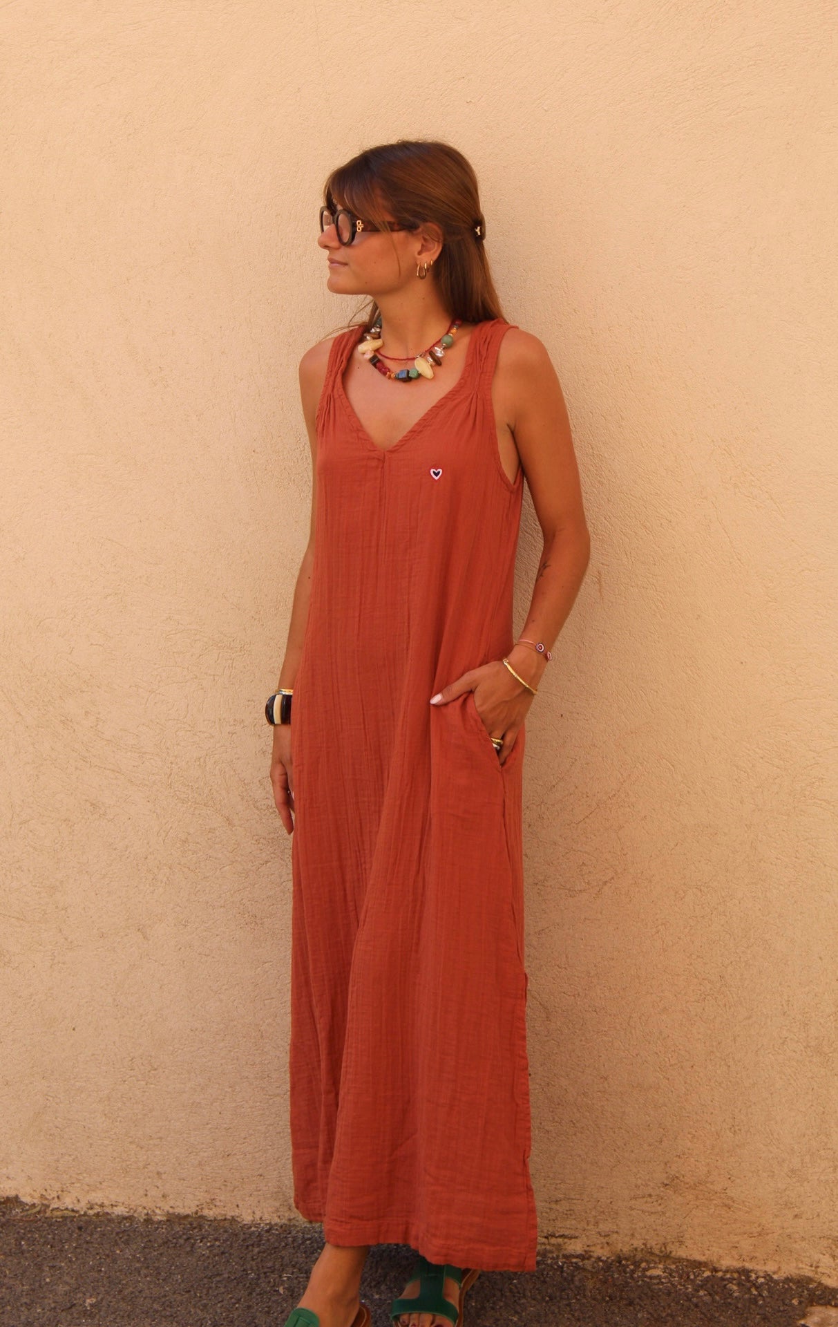 Robe bretelle terracotta