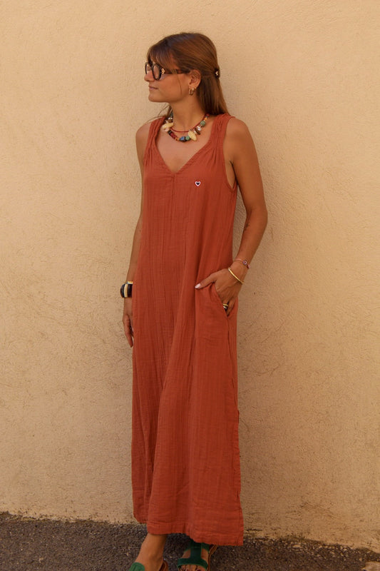 terracotta strap dress