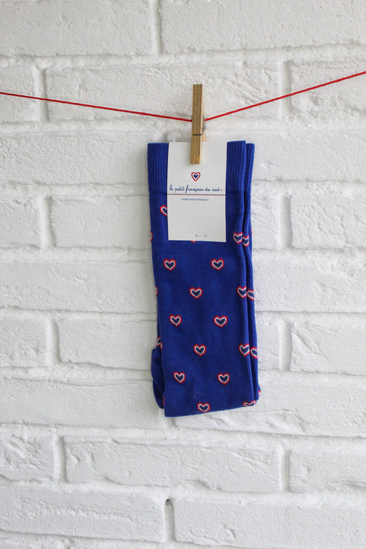 Chaussettes multicoeurs bleu roi