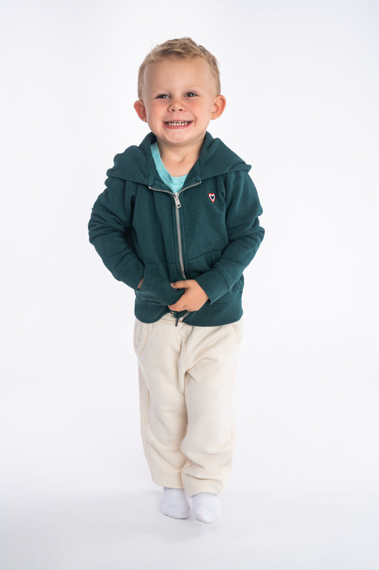 Sweat zip vert forêt enfant