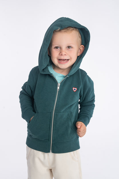 Sweat zip vert forêt enfant