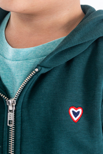 Sweat zip vert forêt enfant