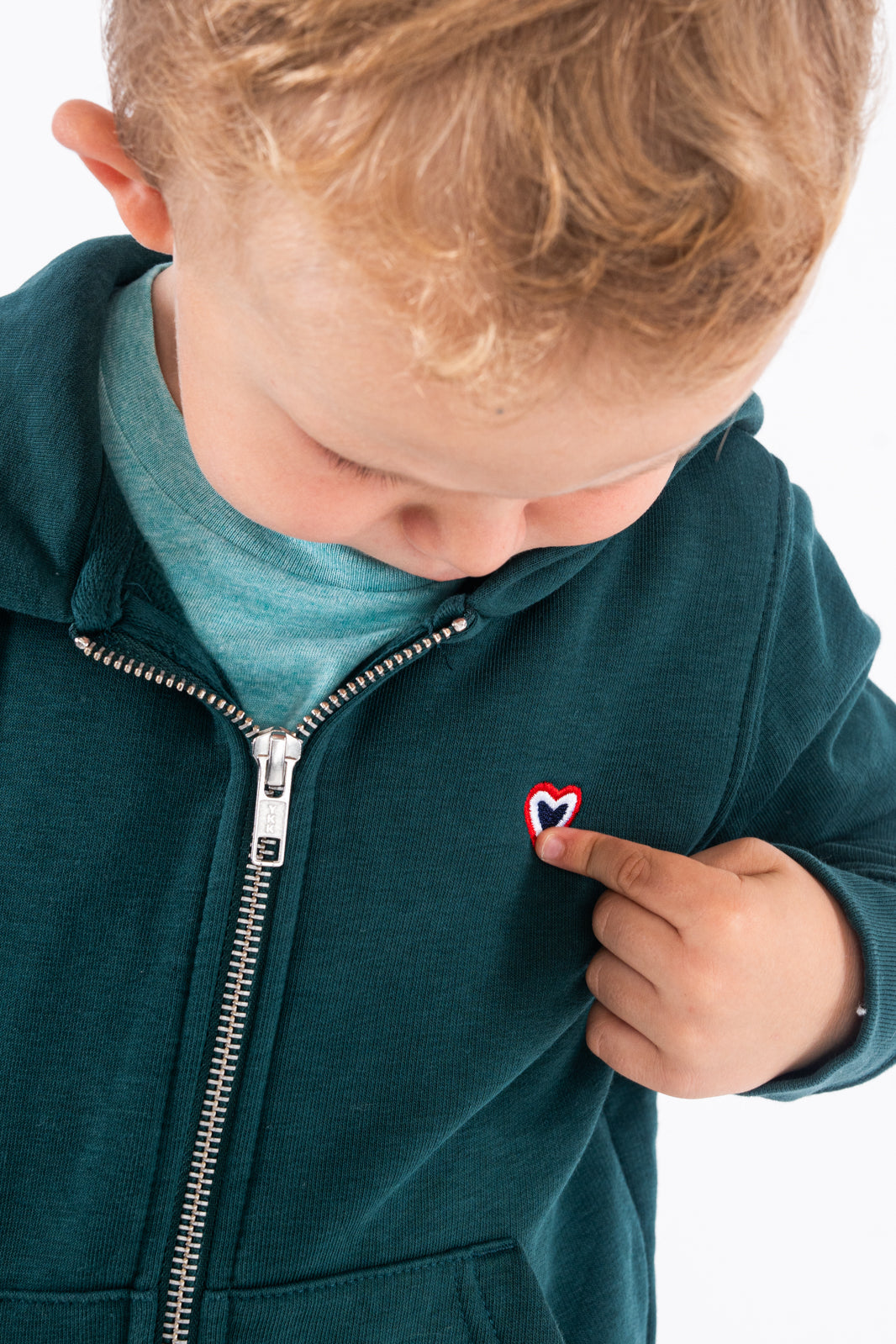 Sweat zip vert forêt enfant