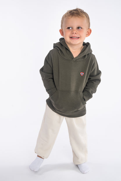 Sweat à capuche kaki enfant