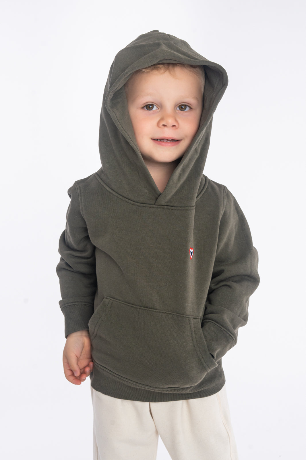 Sweat à capuche kaki enfant