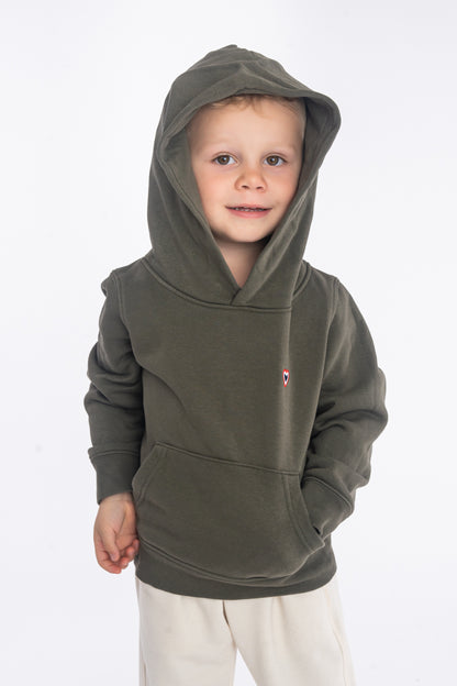 Sweat à capuche kaki enfant
