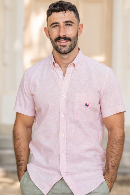 Chemise rayée corail JEAN-MARIE