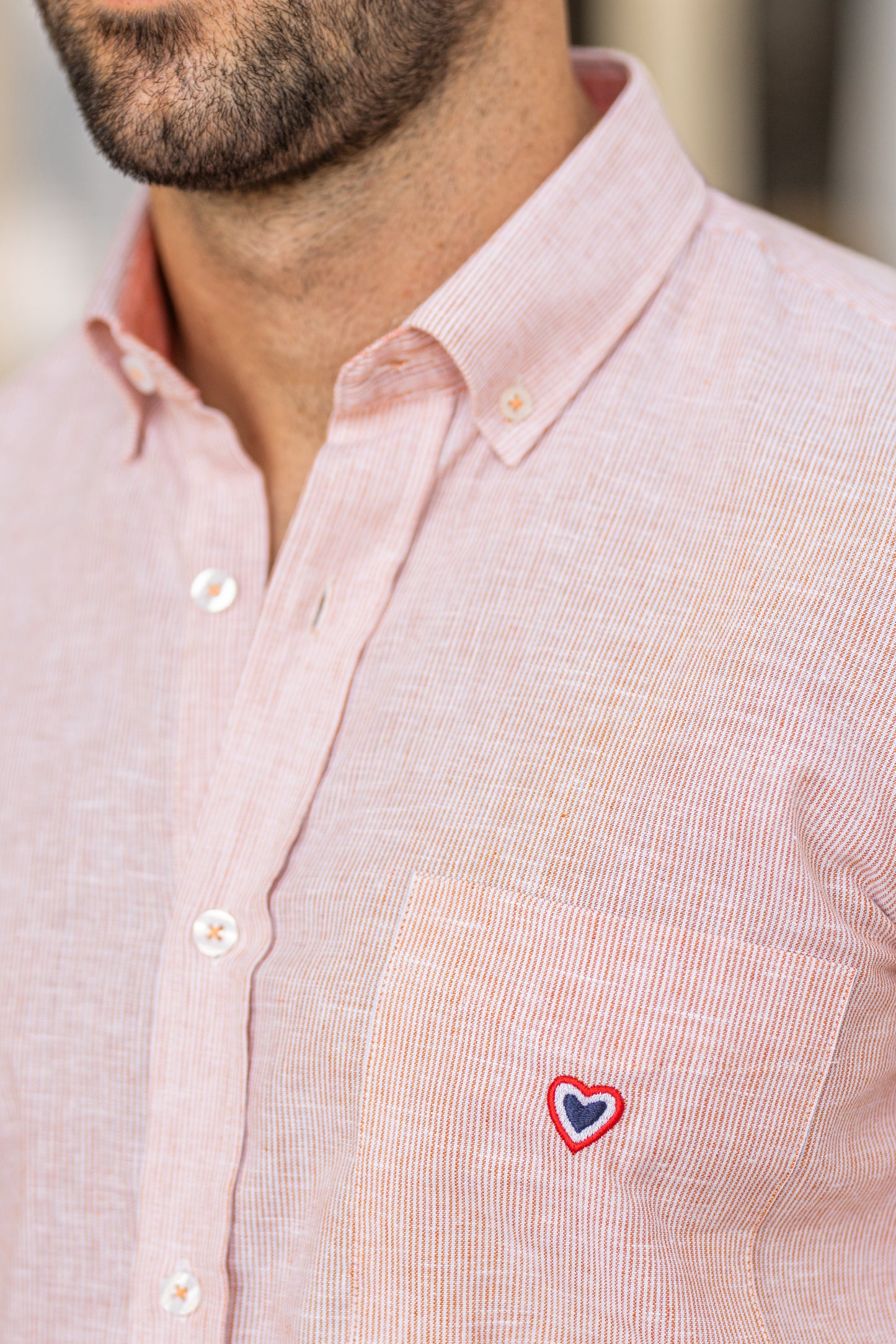 Chemise rayée corail JEAN-MARIE