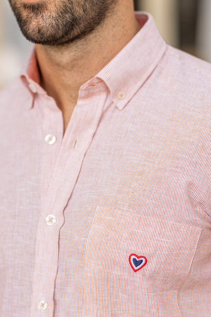 Chemise rayée corail JEAN-MARIE