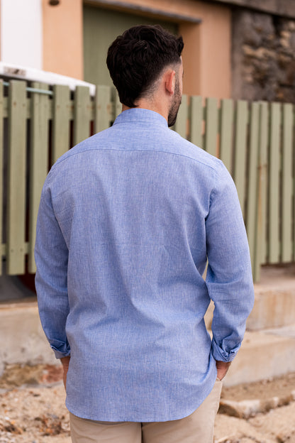 Chemise bleu chiné MAO