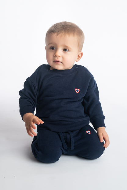 Sweat col rond bleu marine bébé