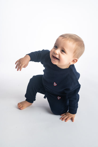 Sweat col rond bleu marine bébé