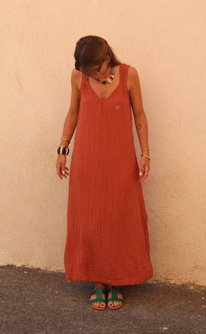 Robe bretelle terracotta