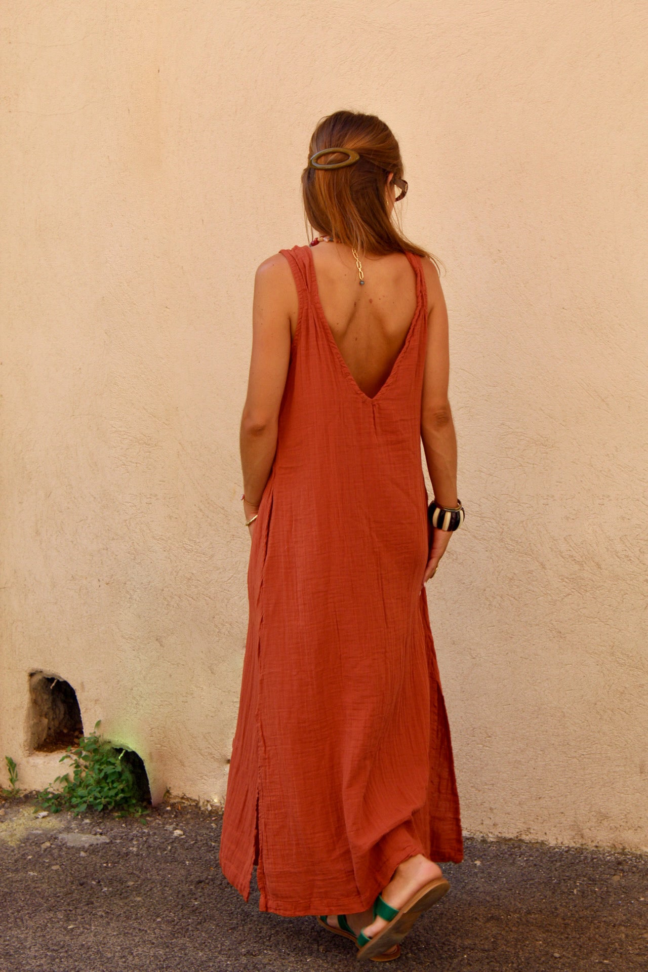 Robe bretelle terracotta