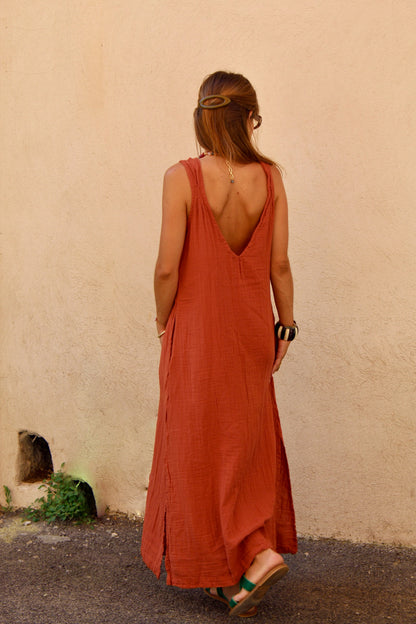 Robe bretelle terracotta