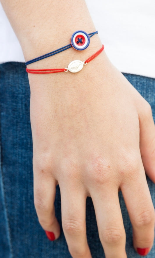 Bracelet bouton bleu