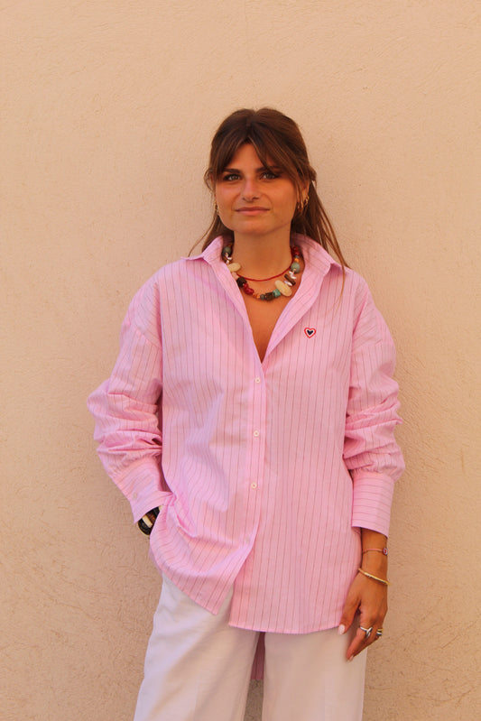 Chemise oversize rose Jackie