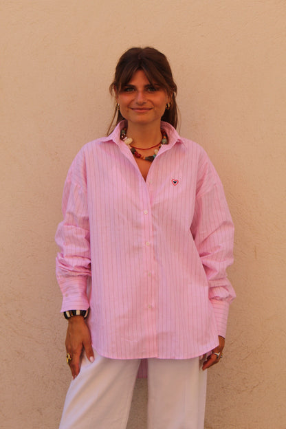 Chemise oversize rose Jackie