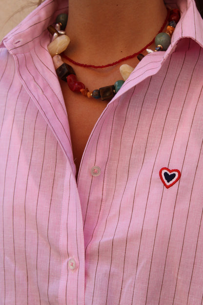 Chemise oversize rose Jackie