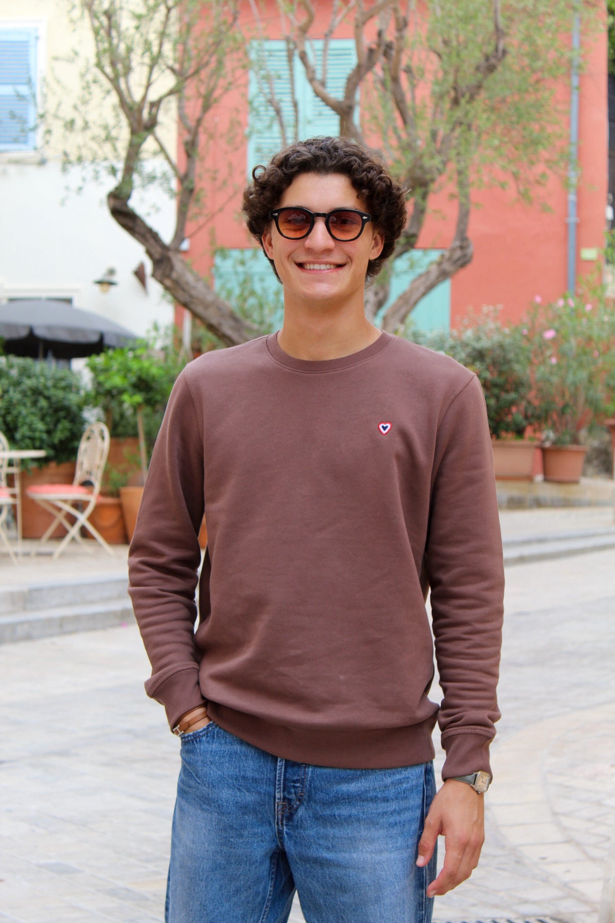 Sweat col rond café