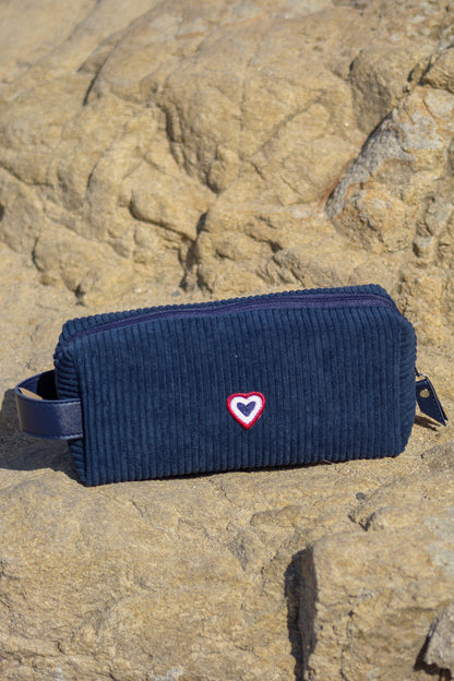 Trousse de toilette en velours marine