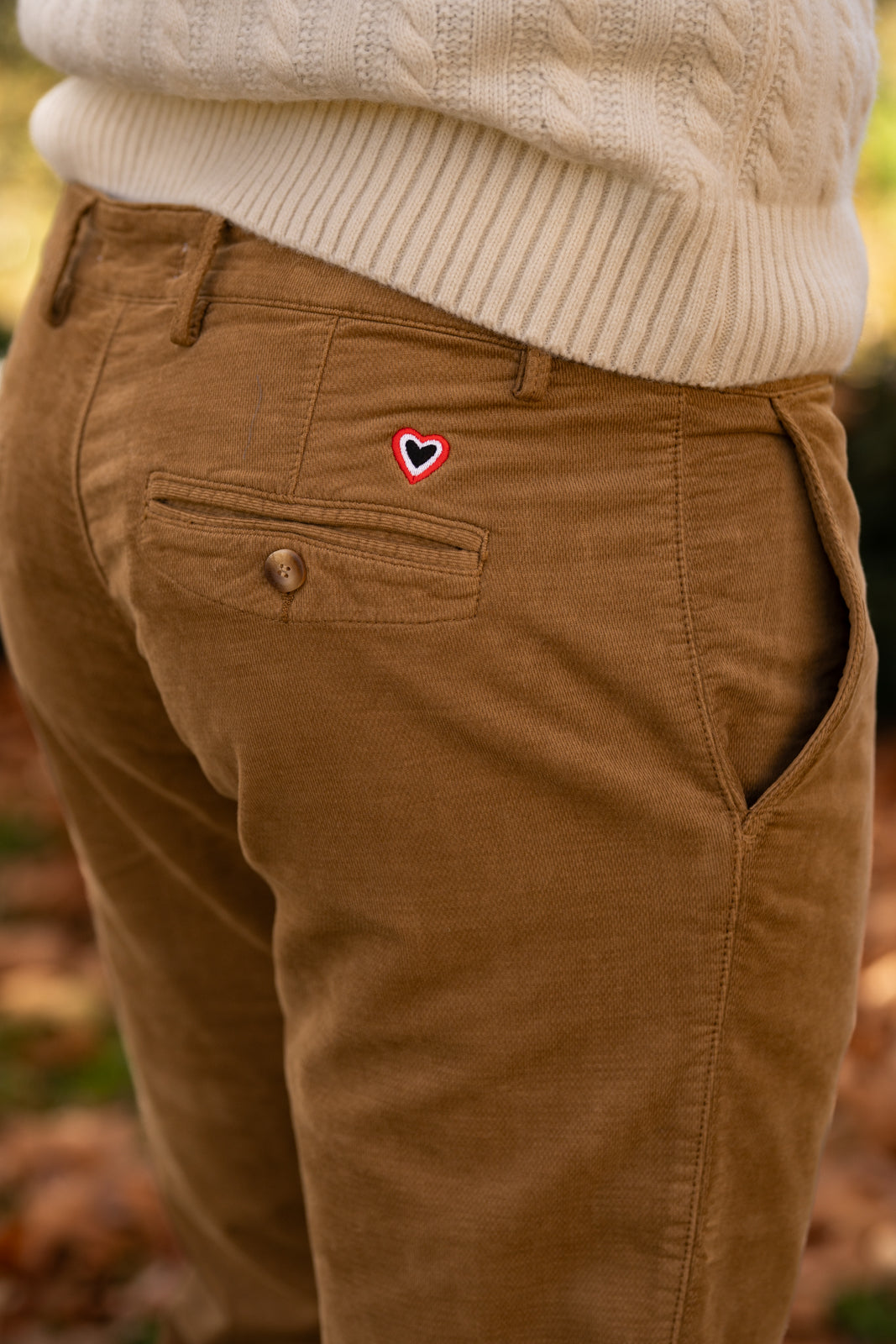 Pantalon velours lisse camel