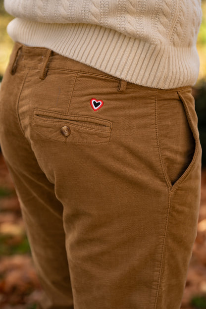 Pantalon velours lisse camel