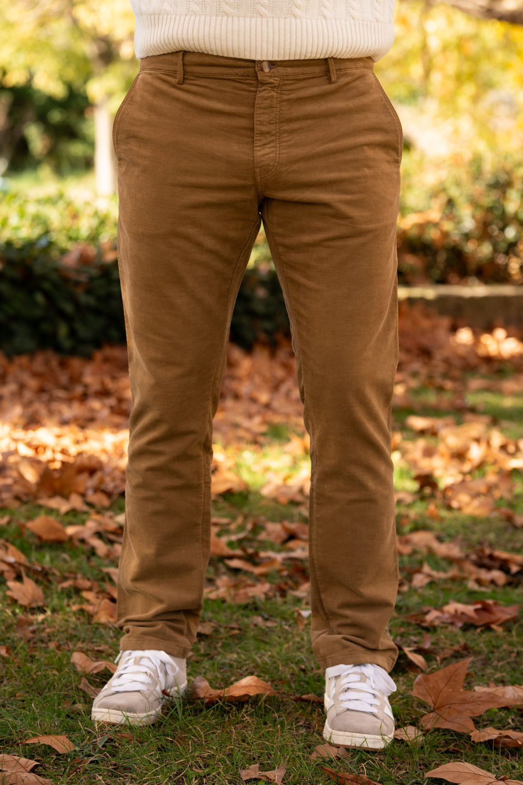 Pantalon velours lisse camel