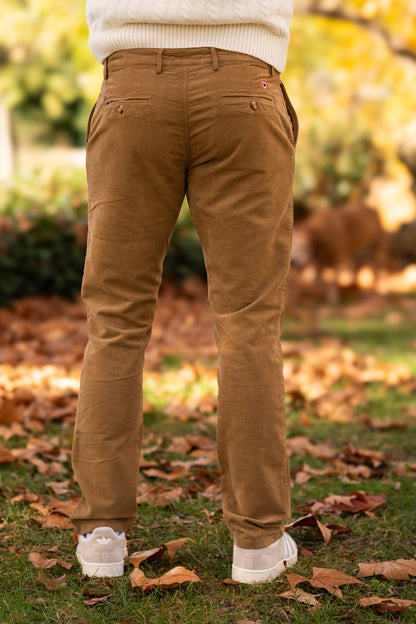 Pantalon velours lisse camel