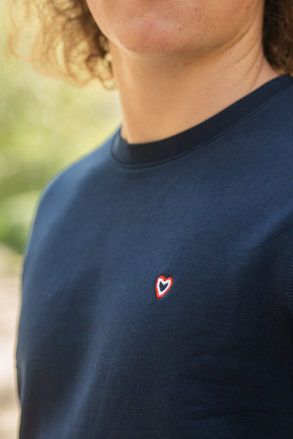 Sweat marine col rond LUCIEN - 100% coton biologique