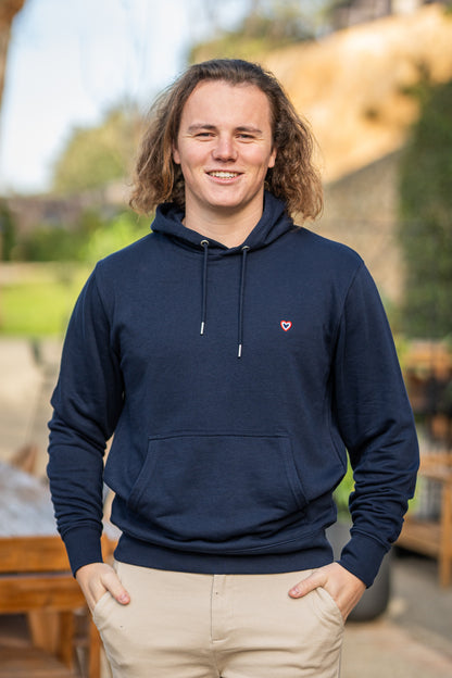 Sweat à capuche marine - Coton biologique