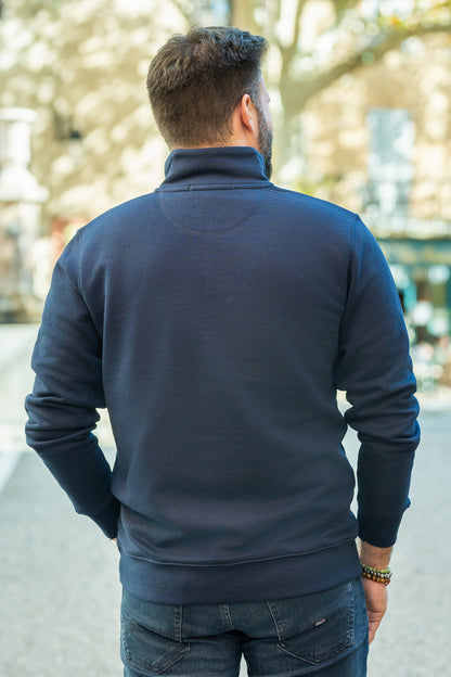 Sweat col zip marine