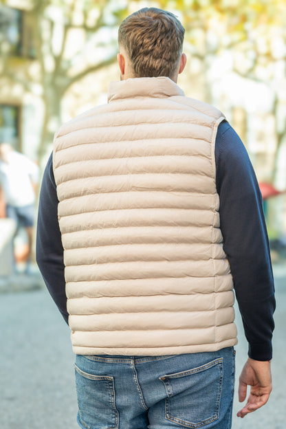 Doudoune sans manches beige